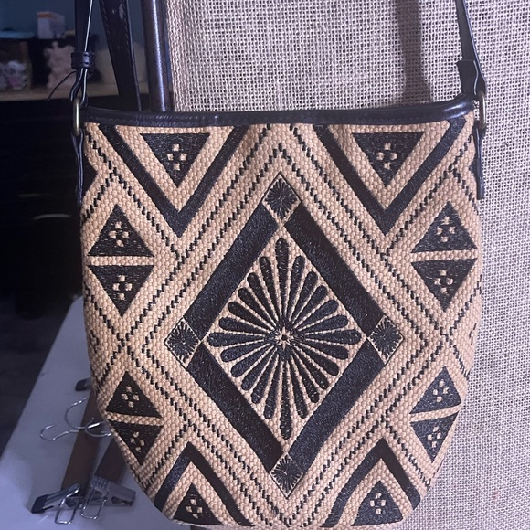 This Lucky Brand Maya Jute Hippie Crossbody Bucket Bag Purse - Picture 2 of 8